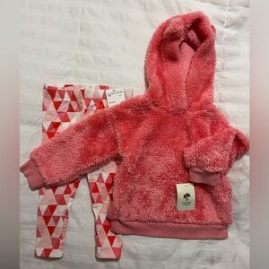 Tucker + Tate Pink Fuzzy Hoodie and Geometric Leggings Set